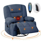 Fauteuil inclinable extra large multifonctionnel, en cuir PU, taille adulte, fauteuil à bascule pivotant à 360°, avec porte-gobelet et poches latérales.
