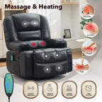 Fauteuil inclinable extra large multifonctionnel, en cuir PU, taille adulte, fauteuil à bascule pivotant à 360°, avec porte-gobelet et poches latérales.