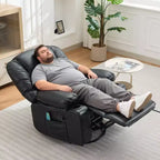 Fauteuil inclinable extra large multifonctionnel, en cuir PU, taille adulte, fauteuil à bascule pivotant à 360°, avec porte-gobelet et poches latérales.