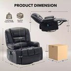 Fauteuil inclinable extra large multifonctionnel, en cuir PU, taille adulte, fauteuil à bascule pivotant à 360°, avec porte-gobelet et poches latérales.