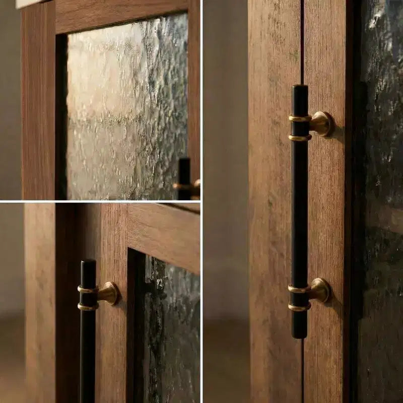 54.4 Buffet Bahut, Meuble de Rangement d'Appoint avec 2 Portes Vitrées et 3 Tiroirs, Table de Bar à Café, Meuble TV pour Salon, Cuisine, Salle à Manger