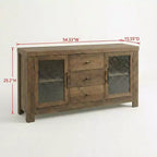 54.4 Buffet Bahut, Meuble de Rangement d'Appoint avec 2 Portes Vitrées et 3 Tiroirs, Table de Bar à Café, Meuble TV pour Salon, Cuisine, Salle à Manger