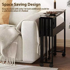 Bureau pliant avec étagère de rangement et roulettes, poste de travail mobile pliable et roulant, table pour ordinateur portable peu encombrante pour bureau à domicile et chambre à coucher.