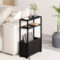 Narwey Narrow Side Table, Slim Side Table with Magazine Rack