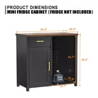 Meuble de bar à café GDLF avec espace pour mini-réfrigérateur, support pour mini-réfrigérateur, meuble à liqueurs et vins pour dortoir, cuisine ou bureau, plateau de 39,4 L x 20,9 P Noir