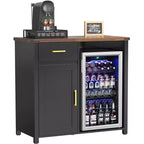 Meuble de bar à café GDLF avec espace pour mini-réfrigérateur, support pour mini-réfrigérateur, meuble à liqueurs et vins pour dortoir, cuisine ou bureau, plateau de 39,4 L x 20,9 P Noir