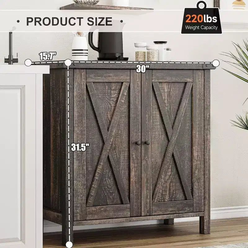 Meuble Console d'Appoint Fermier 2 Pièces à 2 Portes avec Étagères Réglables, Buffet pour Salon, Salle à Manger, Couloir