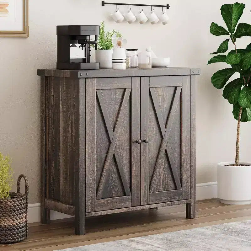 Meuble Console d'Appoint Fermier 2 Pièces à 2 Portes avec Étagères Réglables, Buffet pour Salon, Salle à Manger, Couloir