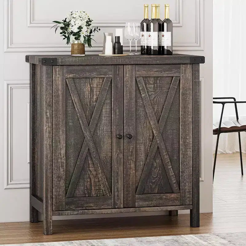 Meuble Console d'Appoint Fermier 2 Pièces à 2 Portes avec Étagères Réglables, Buffet pour Salon, Salle à Manger, Couloir