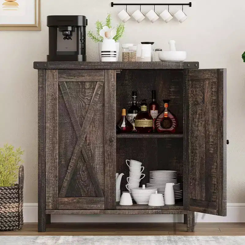 Meuble Console d'Appoint Fermier 2 Pièces à 2 Portes avec Étagères Réglables, Buffet pour Salon, Salle à Manger, Couloir
