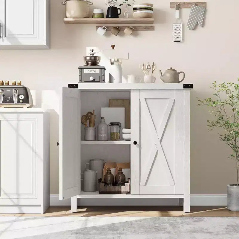 Meuble Console d'Appoint Fermier 2 Pièces à 2 Portes avec Étagères Réglables, Buffet pour Salon, Salle à Manger, Couloir