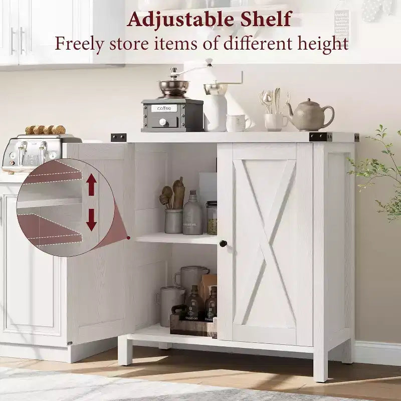 Meuble Console d'Appoint Fermier 2 Pièces à 2 Portes avec Étagères Réglables, Buffet pour Salon, Salle à Manger, Couloir