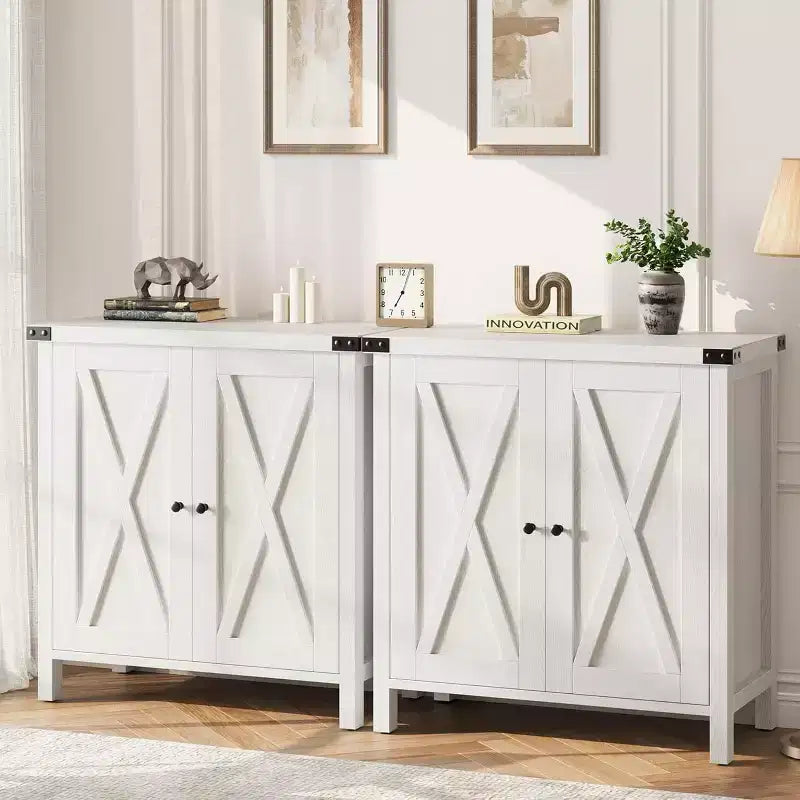 Meuble Console d'Appoint Fermier 2 Pièces à 2 Portes avec Étagères Réglables, Buffet pour Salon, Salle à Manger, Couloir