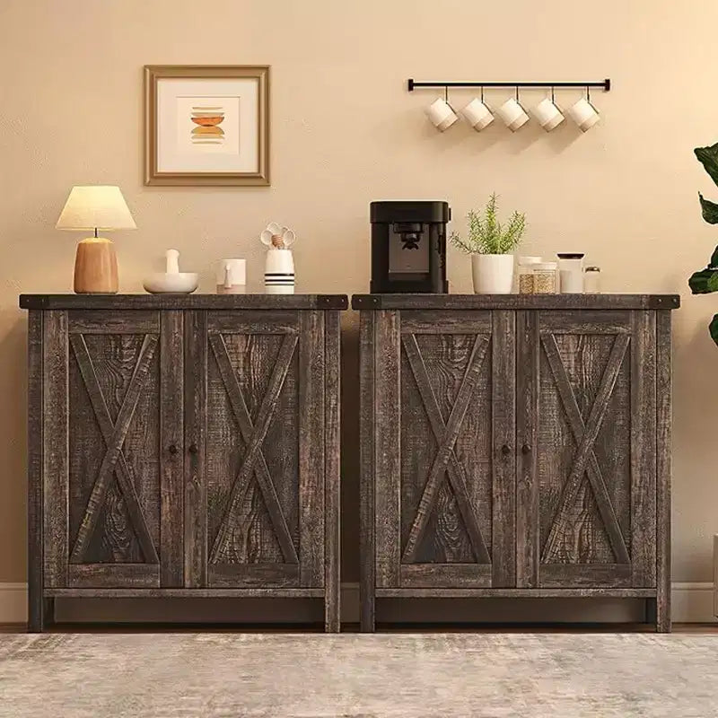 Meuble Console d'Appoint Fermier 2 Pièces à 2 Portes avec Étagères Réglables, Buffet pour Salon, Salle à Manger, Couloir