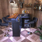 GDLF Meuble de Bar d'Angle en Forme de L avec Espace Réfrigérateur, Grande Table de Bar Moderne pour Sous-sol