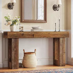 Lantine Console Table, 63 Farmhouse Entryway Table, Rectangular Wooden Accent Console for Entrance, Hallway & Living Room (Mix Brown)