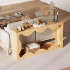 Console festonnée pour entrée, table de canapé moderne en bois mince derrière le canapé avec étagère de rangement, console TV de couloir pour entrée, salon