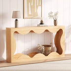 Console festonnée pour entrée, table de canapé moderne en bois mince derrière le canapé avec étagère de rangement, console TV de couloir pour entrée, salon