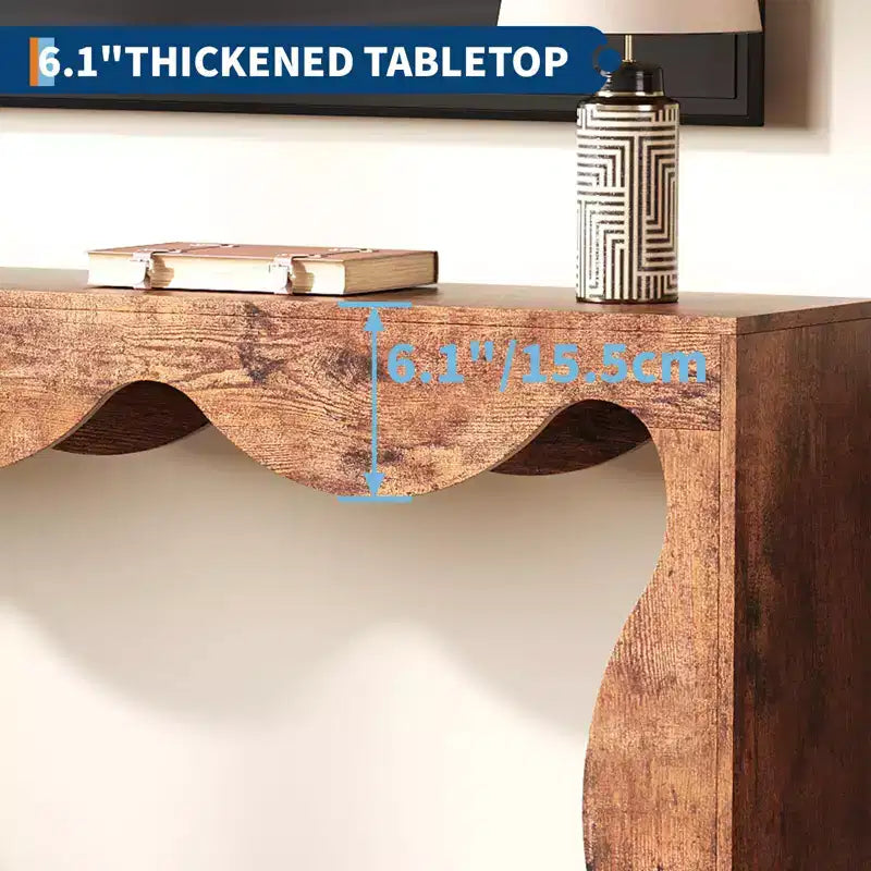 Console festonnée pour entrée, table de canapé moderne en bois mince derrière le canapé avec étagère de rangement, console TV de couloir pour entrée, salon