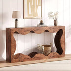 Console festonnée pour entrée, table de canapé moderne en bois mince derrière le canapé avec étagère de rangement, console TV de couloir pour entrée, salon