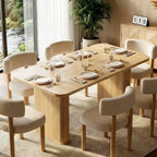 Table à manger 6-8 personnes de 157 cm | Table de cuisine rectangulaire en bois avec double piédestal, table à dîner robuste pour salle à manger, cuisine et salon