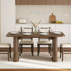 Table à manger 6-8 personnes de 157 cm | Table de cuisine rectangulaire en bois avec double piédestal, table à dîner robuste pour salle à manger, cuisine et salon