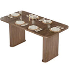 Table à manger 6-8 personnes de 157 cm | Table de cuisine rectangulaire en bois avec double piédestal, table à dîner robuste pour salle à manger, cuisine et salon