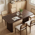 Table à manger 6-8 personnes de 157 cm | Table de cuisine rectangulaire en bois avec double piédestal, table à dîner robuste pour salle à manger, cuisine et salon