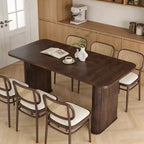 62 Dining Table for 6-8 | Rectangle Wooden Kitchen Table with Double Pedestal, Sturdy Dinner Table for Dining Room, Kitchen & Living Area