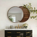 23,6" Miroir Mural Rond Coulissant Moderne avec Rangement, Miroir de Maquillage Compact pour Salle de Bain, Miroir Décoratif pour Salon-Panipeachy