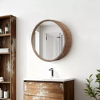 23,6" Miroir Mural Rond Coulissant Moderne avec Rangement, Miroir de Maquillage Compact pour Salle de Bain, Miroir Décoratif pour Salon-Panipeachy