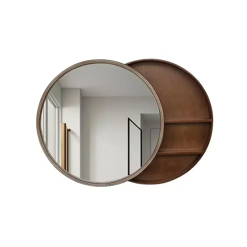 23,6" Miroir Mural Rond Coulissant Moderne avec Rangement, Miroir de Maquillage Compact pour Salle de Bain, Miroir Décoratif pour Salon-Panipeachy