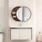 23,6" Miroir Mural Rond Coulissant Moderne avec Rangement, Miroir de Maquillage Compact pour Salle de Bain, Miroir Décoratif pour Salon-Panipeachy