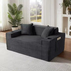 Canapé Loveseat Moderne en Velours Côtelé avec Porte-gobelets, Canapé Nuage Confortable à Assise Profonde, Canapés Sans Structure pour Salons, Appartements et Bureaux-Panipeachy