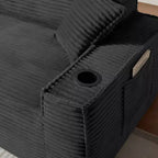 Canapé Loveseat Moderne en Velours Côtelé avec Porte-gobelets, Canapé Nuage Confortable à Assise Profonde, Canapés Sans Structure pour Salons, Appartements et Bureaux-Panipeachy