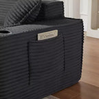 Canapé Loveseat Moderne en Velours Côtelé avec Porte-gobelets, Canapé Nuage Confortable à Assise Profonde, Canapés Sans Structure pour Salons, Appartements et Bureaux-Panipeachy