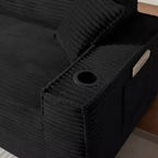 Canapé Loveseat Moderne en Velours Côtelé avec Porte-gobelets, Canapé Nuage Confortable à Assise Profonde, Canapés Sans Structure pour Salons, Appartements et Bureaux-Panipeachy