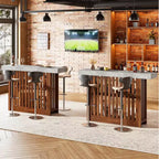COZONY Table de bar hauteur comptoir 63, étagères de rangement à 2 niveaux, style industriel moderne gris et noyer