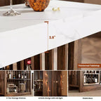 COZONY Table de bar hauteur comptoir 63, étagères de rangement à 2 niveaux, style industriel moderne gris et noyer