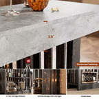COZONY Table de bar hauteur comptoir 63, étagères de rangement à 2 niveaux, style industriel moderne gris et noyer