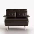 59 in. Mid Century Modern Cognac Faux Leather Convertible Sofa Bed with High Density Foam and Hidden Support Legs Gaoyangjiaju