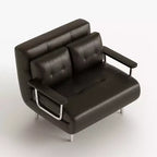 Canapé-lit convertible mi-siècle moderne Gaoyangjiaju en similicuir cognac de 150 cm avec mousse haute densité et pieds de soutien cachés