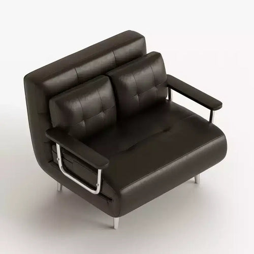 Canapé-lit convertible mi-siècle moderne Gaoyangjiaju en similicuir cognac de 150 cm avec mousse haute densité et pieds de soutien cachés