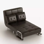 Canapé-lit convertible mi-siècle moderne Gaoyangjiaju en similicuir cognac de 150 cm avec mousse haute densité et pieds de soutien cachés