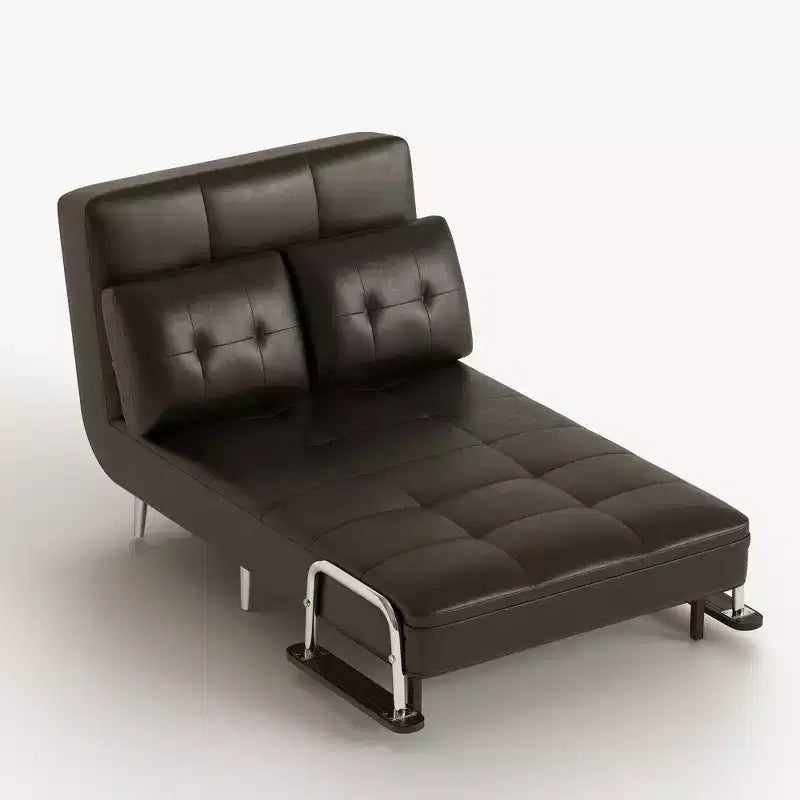 Canapé-lit convertible mi-siècle moderne Gaoyangjiaju en similicuir cognac de 150 cm avec mousse haute densité et pieds de soutien cachés