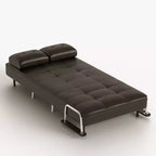 Canapé-lit convertible mi-siècle moderne Gaoyangjiaju en similicuir cognac de 150 cm avec mousse haute densité et pieds de soutien cachés