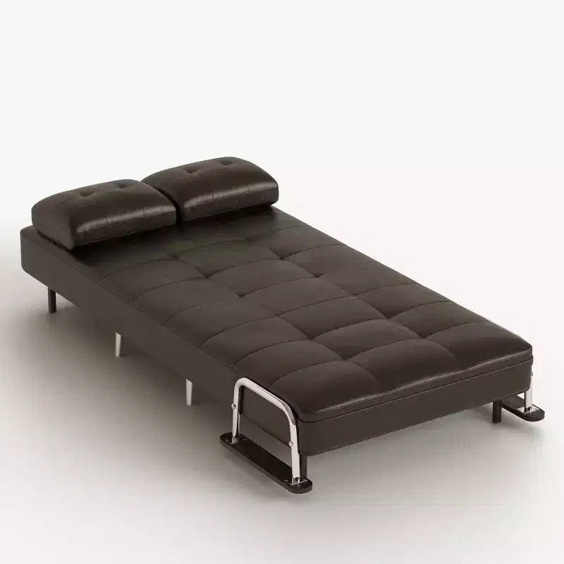 Canapé-lit convertible mi-siècle moderne Gaoyangjiaju en similicuir cognac de 150 cm avec mousse haute densité et pieds de soutien cachés