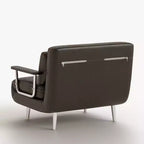 Canapé-lit convertible mi-siècle moderne Gaoyangjiaju en similicuir cognac de 150 cm avec mousse haute densité et pieds de soutien cachés