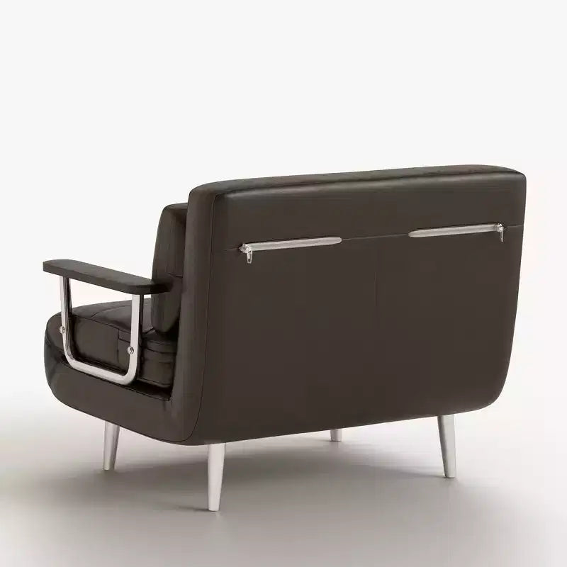 Canapé-lit convertible mi-siècle moderne Gaoyangjiaju en similicuir cognac de 150 cm avec mousse haute densité et pieds de soutien cachés