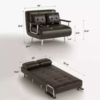 Canapé-lit convertible mi-siècle moderne Gaoyangjiaju en similicuir cognac de 150 cm avec mousse haute densité et pieds de soutien cachés